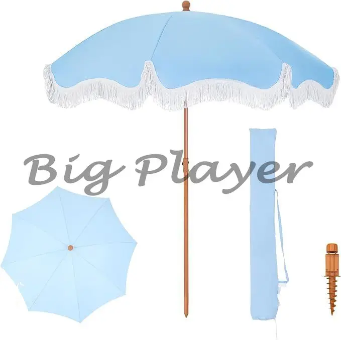 Camping decoration props Sun umbrella Parasol Outdoor garden Cotton fringed lace umbrella Leisure sun protection Garden umbrella