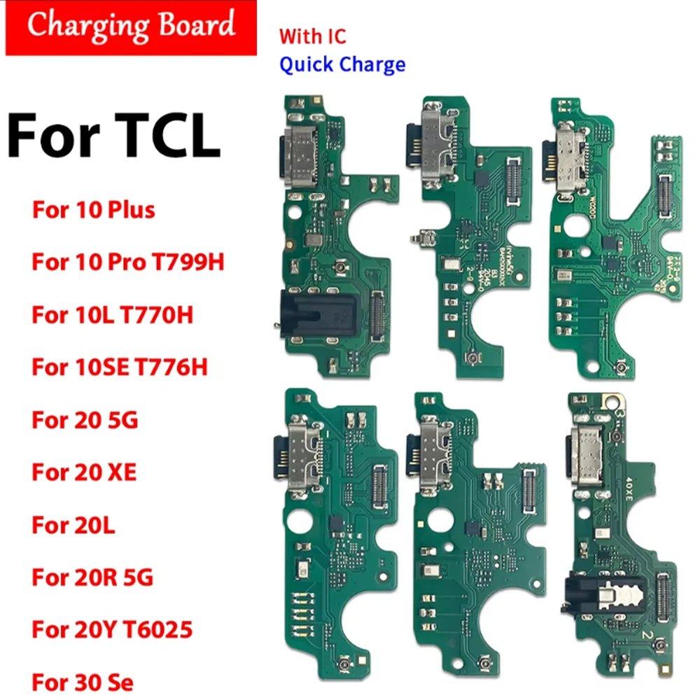 Conector de base de micrófono de carga USB, placa de carga flexible para TCL 10 Plus 10L 10SE 20 5G 20 Pro se XE 20L 20R 20Y 30 40 405 408