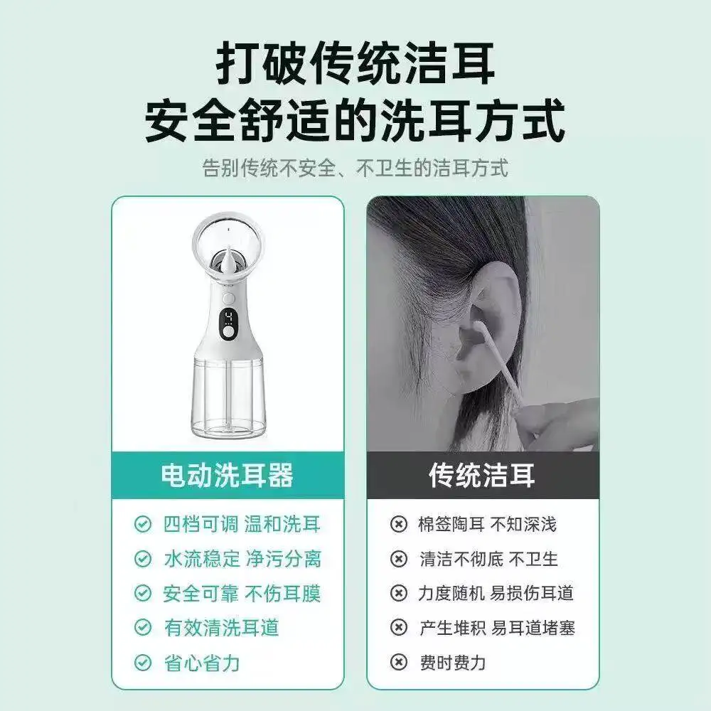 Household Ear Care Cleaner Electric Ear Wax Remover Irrigator With Ear Drying Feature For Earwax Cleaning
