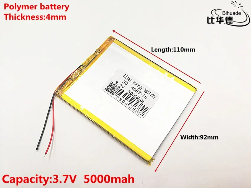 3.7V,5000mAH 4092110 (polymer lithium ion battery) Li-ion battery for tablet pc 7 inch 8 inch 9inch tablet PC MID