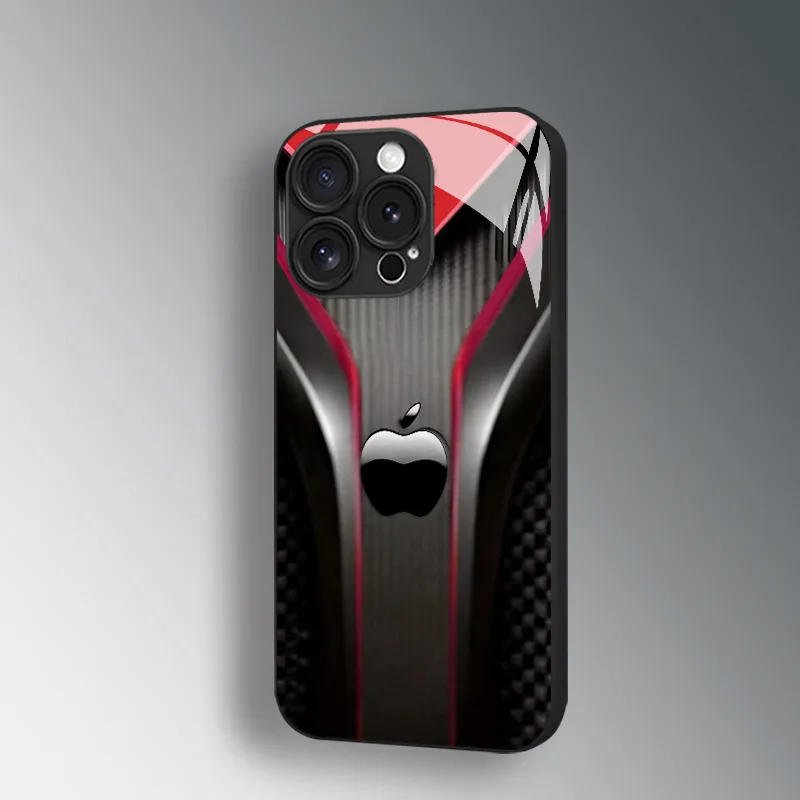 Black carbon fiber tempered phone case suitable for iPhone 17 16 15 14 13 12 11 Pro/Max/Plus anti drop and shockproof back cover - view 3