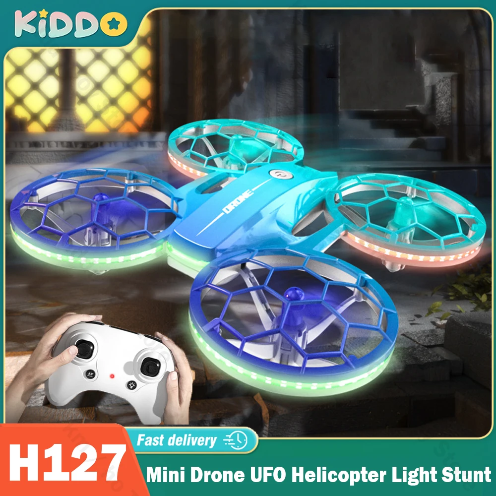 

H127 New Mini Drone UFO Remote Control Helicopter RC Dron One-key Landing Fall-Resistant UAV Colorful Lighting Stunt Quadcopter