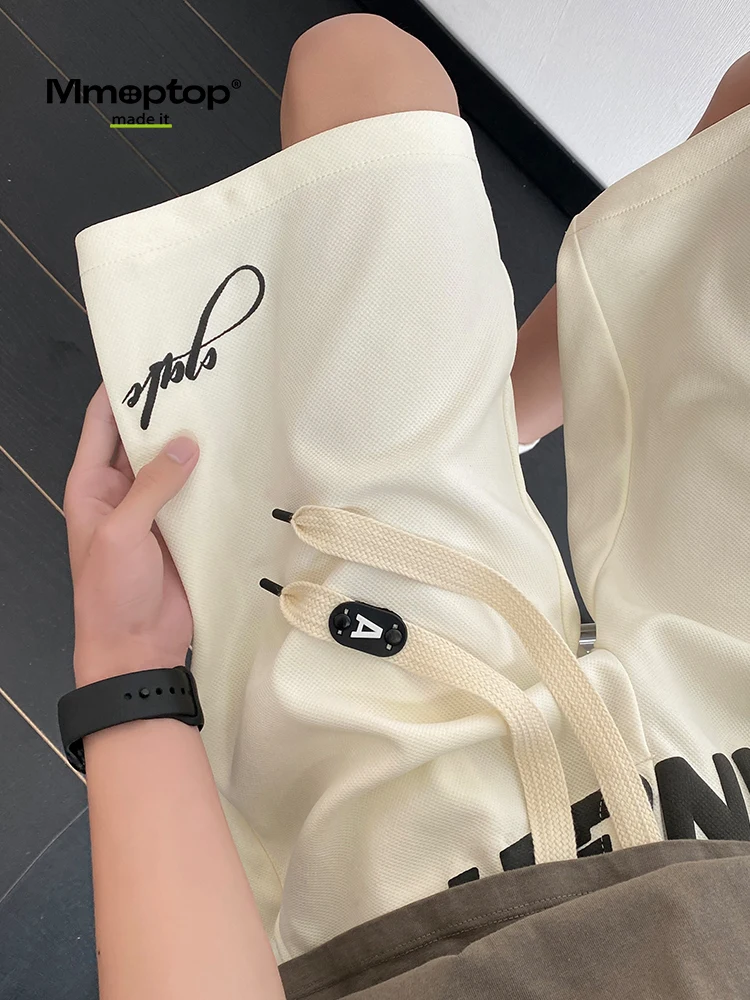 

MMOPTOP American High Street Printed Casual orts Men Summer Trendy Large Size Dstring Sports Five-Quarter Pants