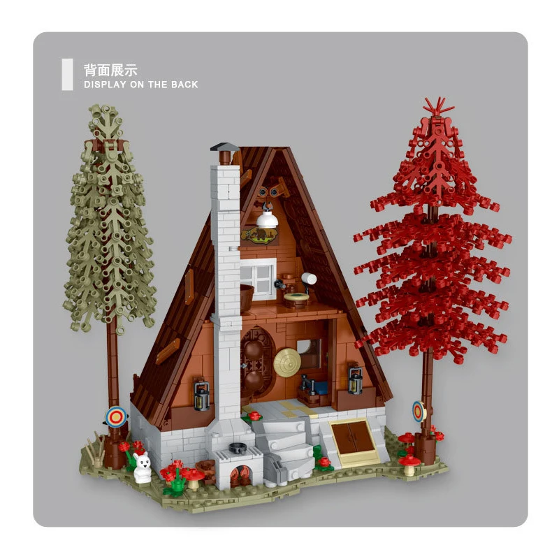 XMork 031071 foresta capanna triangolo casa in legno modello modulare Street View serie illuminazione a LED giocattoli fai da te Building Blocks regalo del ragazzo