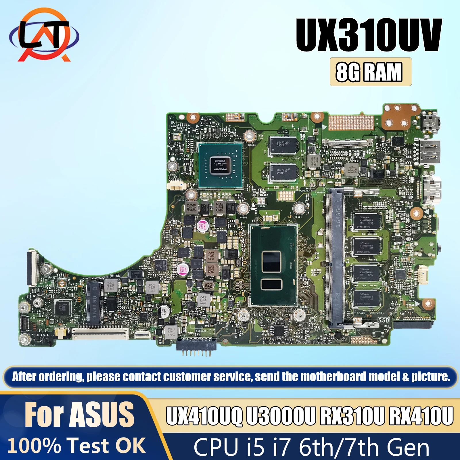 UX310UV UNTUK ASUS RX310U RX410U Motherboard uxux310uqr UX310UA UX310U UX410UA UX410UV Laptop Motherboard i5 i7 8G-RAM