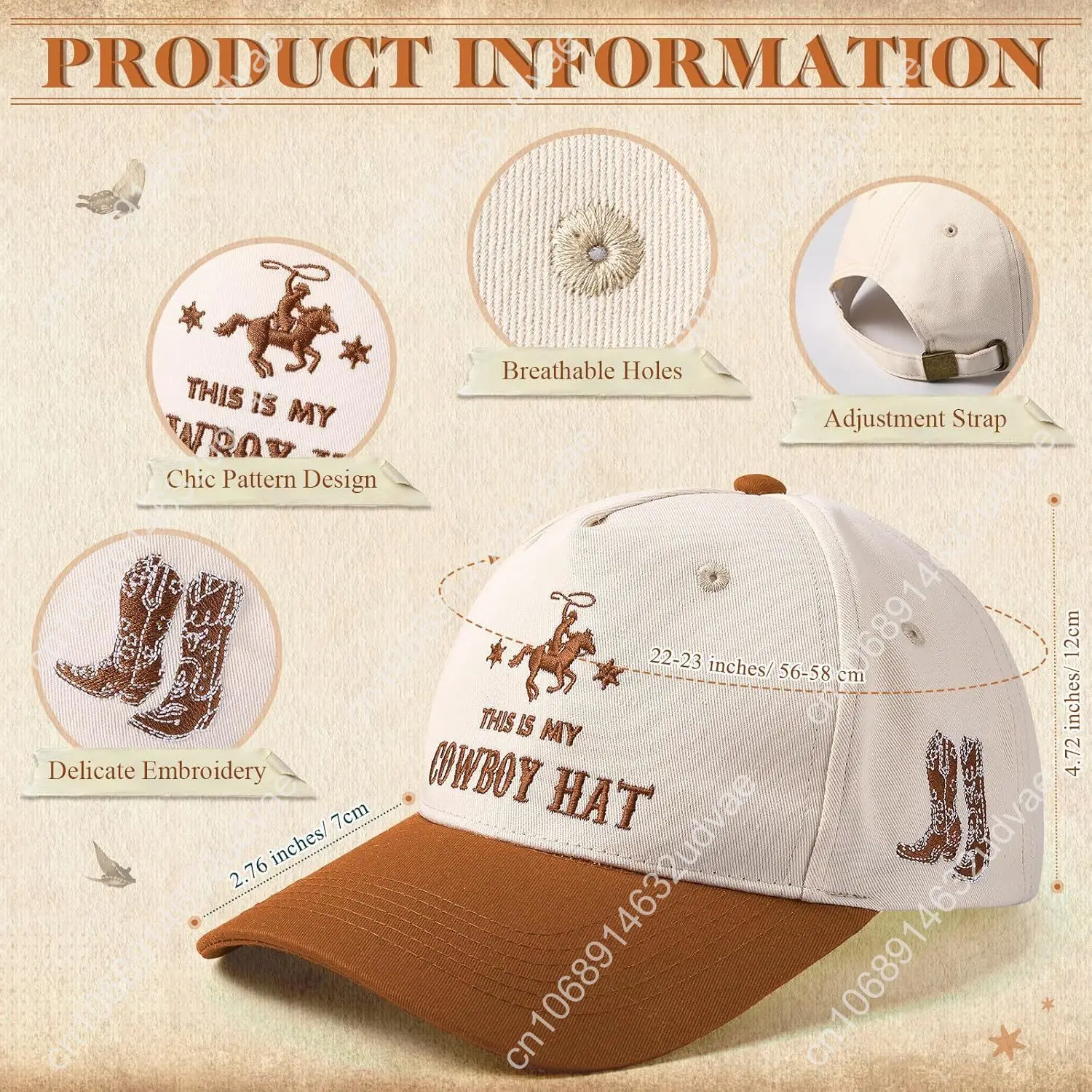 JaGely Chapéu de caminhoneiro vintage fofo chapéu de caminhoneiro ocidental país retrô bordado boné de cowboy ajustável para mulheres homens presentes