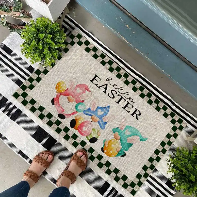 

Пасхальный коврик с кроликом, прикроватный коврик для дома, мультяшный дизайн, большой размер, для женской верхней одежды, из полиуретана (ПУ)