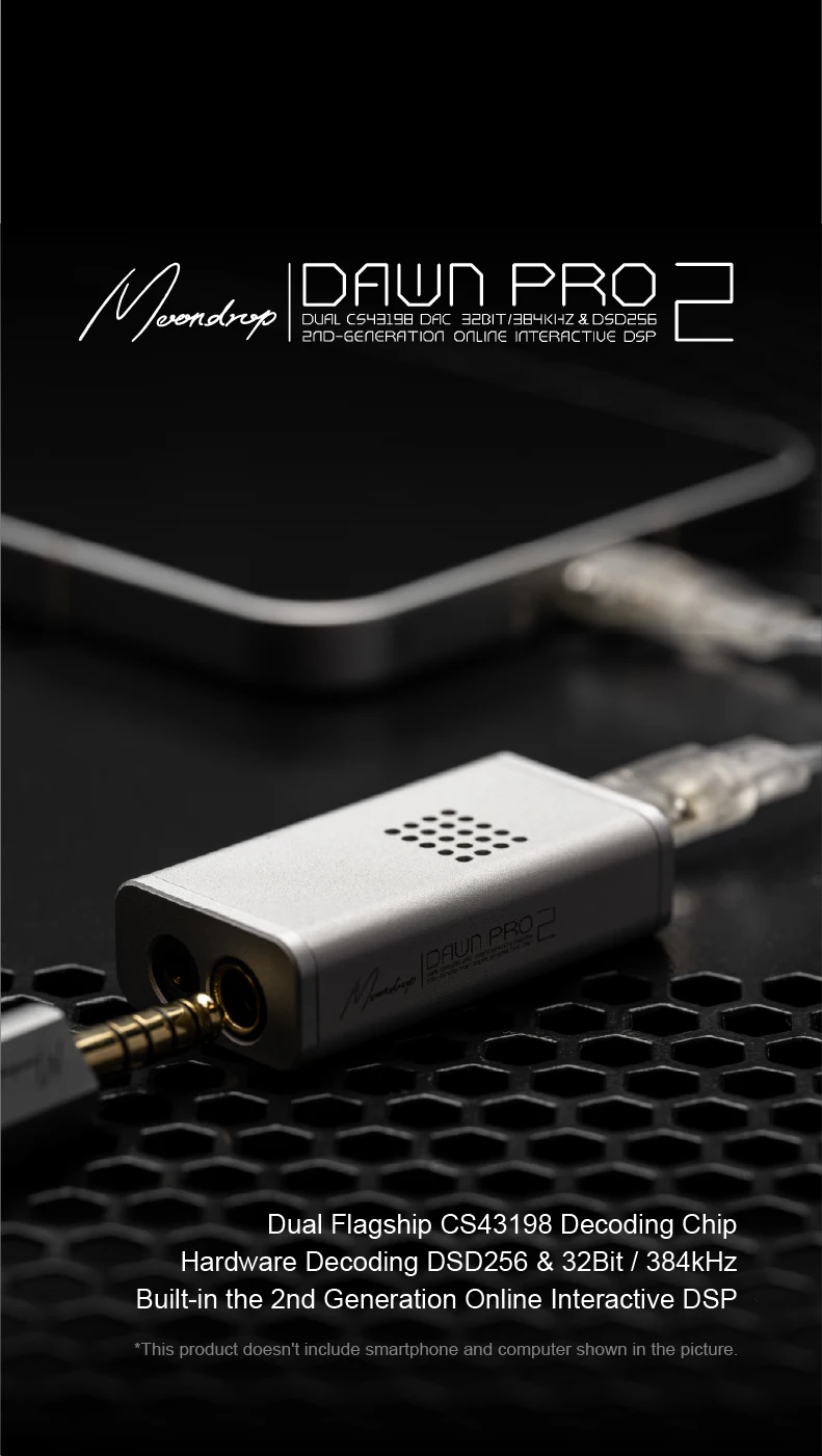 MOONDROP Dawn Pro 2 Tragbarer USB-DAC-Verstärker DUAL CS43198 DAC 32BIT/384KHz DSD256 Der Online-Interaktive DSP der 2. Generation – Detail 1