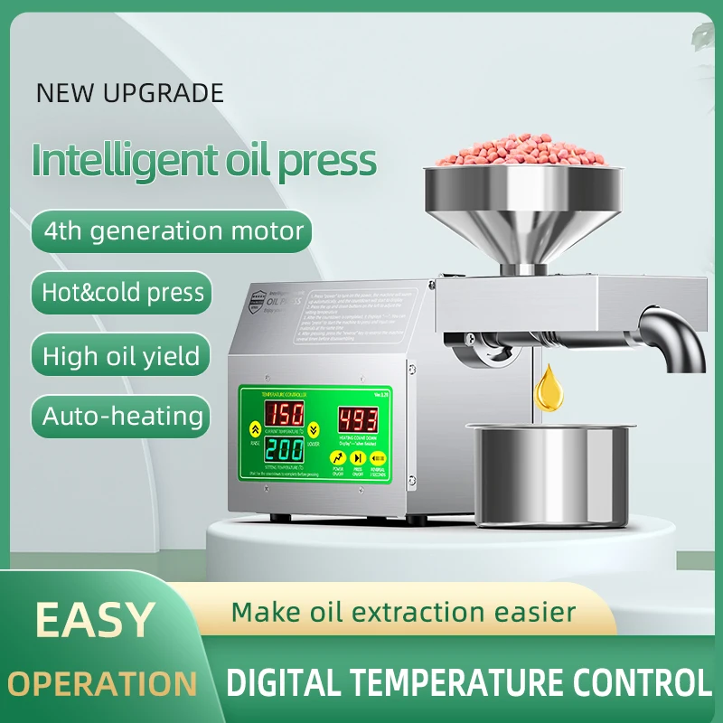 oil press mashine Stainless Steel Auto Cold Press 220v High Extraction Peanut Coconut Olive Kernel squeeze Press Oil maker 110 v