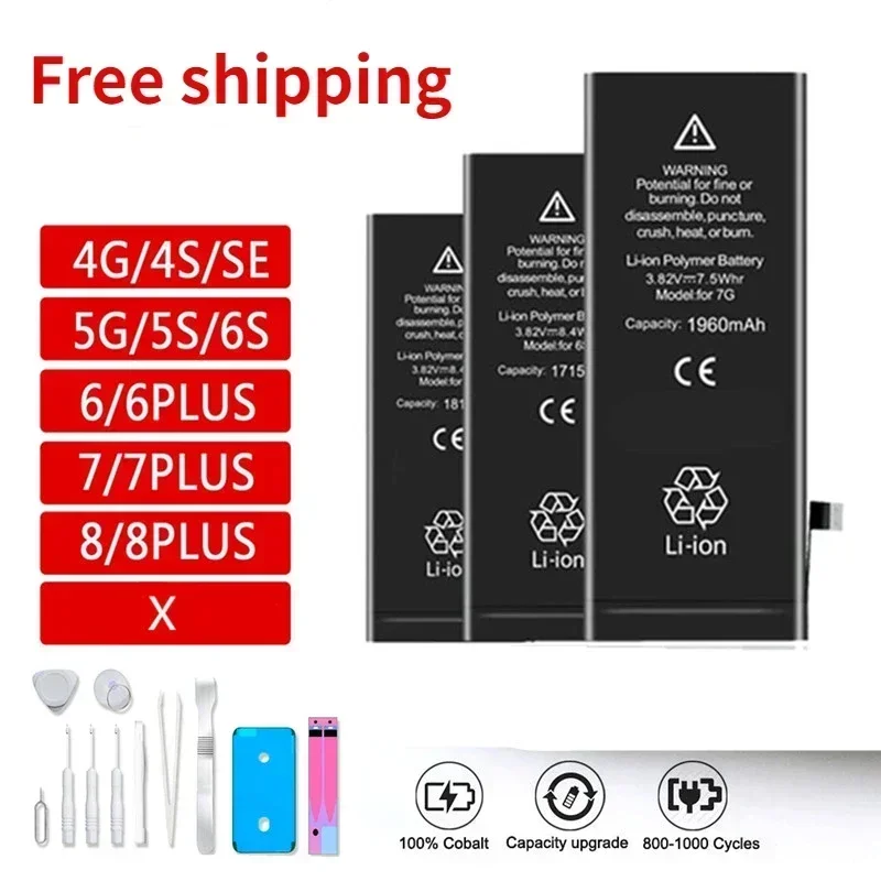 100% Orginal IC Battery for Iphone 4G 4S 5 5S 6 6S 6Splus 6Plus 7 7plus 8 8plus X  SE SE2020 Batteries for Apple Mobile Phone