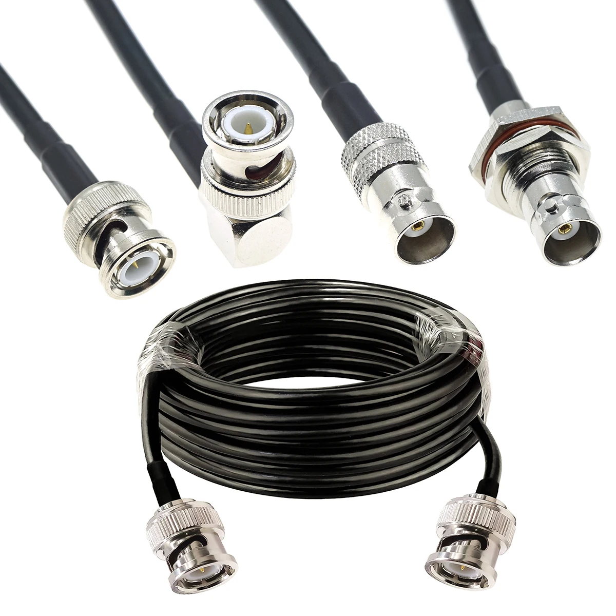 RG58 BNC męski żeński do BNC męski żeński wtyk jack złącze kątowe RF kabel koncentryczny przewód pigtail zworka przedłużacz