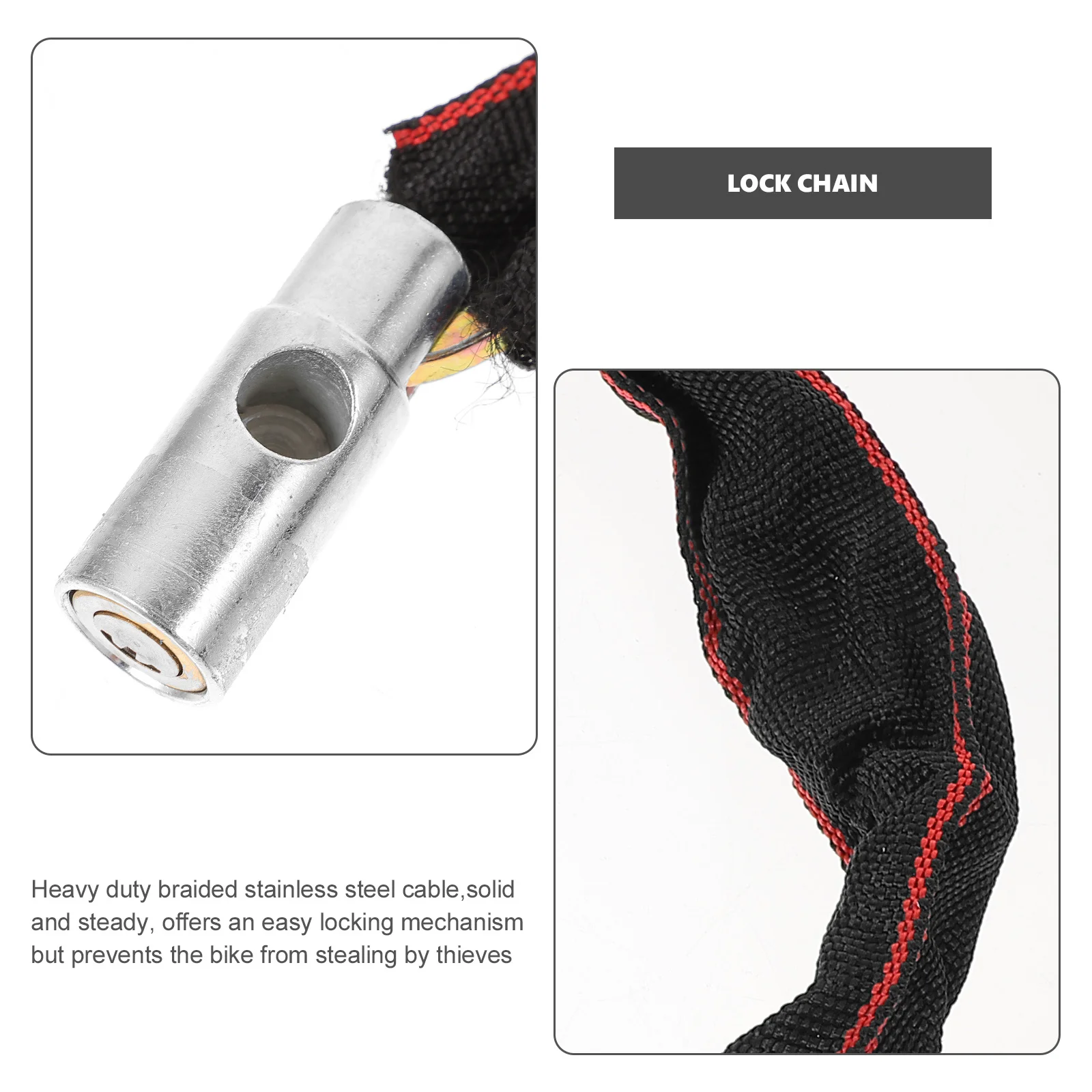 

Bicycle Lock 80 CM Black Heavy Duty Stainless Steel Cable Chain Lightweight Anti Theft With Key For Bikes Scooters Riding