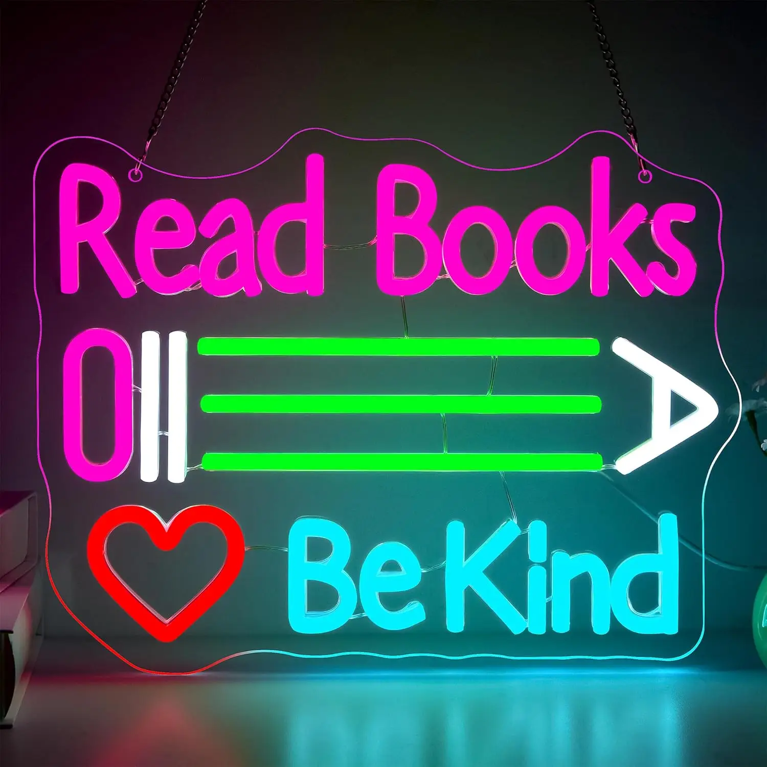 Read Books And Be Kind Neon Sign USB Dimmable LED Neon Light for library Book Room Bedroom Party Classroom Reading Room Decor