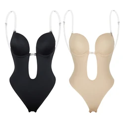 Reggiseno Shaper invisibile Sexy body corsetto Backless profondo scollo a v U Plunge perizoma vita Trainer cinturino trasparente imbottito Push Up Shapewear