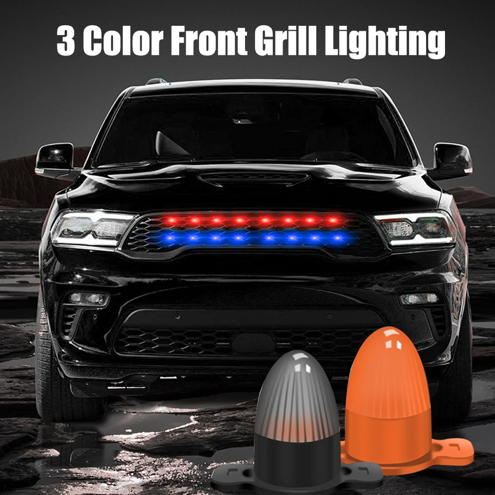 OKEEN LED Car Front Grille Lights Universal RGB Colorful Eagle Eye Light Car Decorative Lamps Auto Daytime Running Light DRL 12V