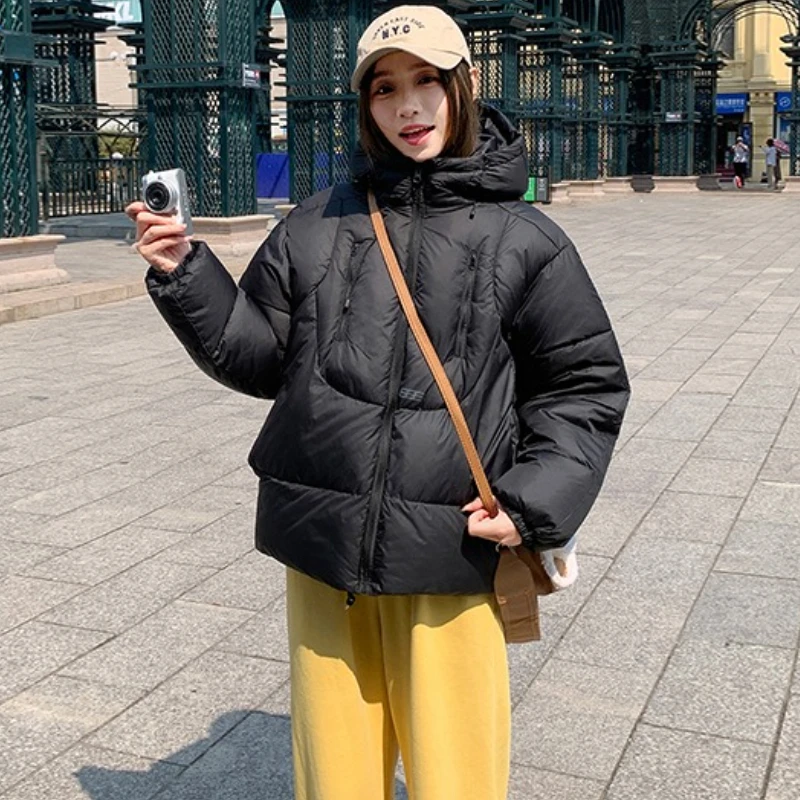2025 가을 겨울 여성 파카 코트 한국 신상 루즈 후드 두꺼운 따뜻한 숏 다운 코튼 패딩 재킷 여성 아우터웨어 탑스