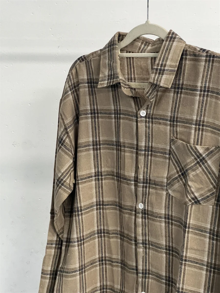 Camicie vintage da donna modello scozzese stile coreano moda allentata tutto-fiammifero primavera top femminili studenti popolare quotidiano giovane outfit