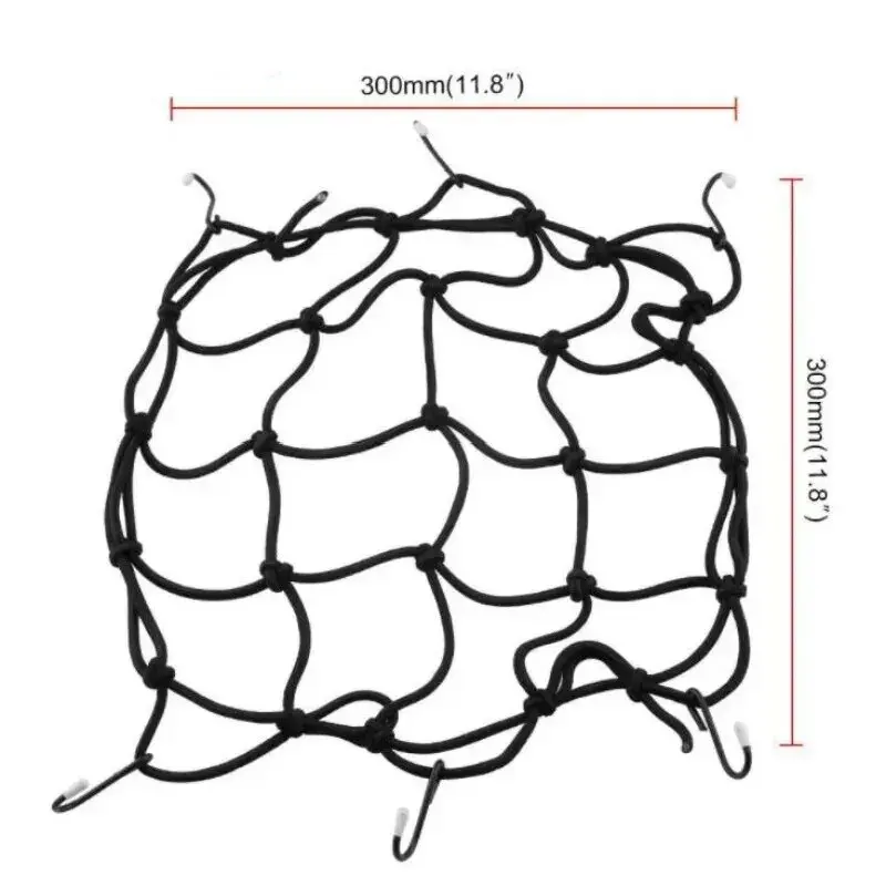 1pc Motorcycle Luggage Net Bike 6 Hooks Hold down Fuel Tank Luggage Mesh Web Bungee Black Motorcycle Bike Tank Car Styling