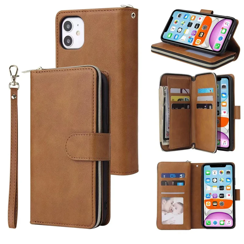 

Multi Card Slots Case For iPhone 14 Pro Max 13 12 11 Wallet Zipper Flip Leather Cover For iPhone 6S 7 8 Plus X XS Max XR SE 2020