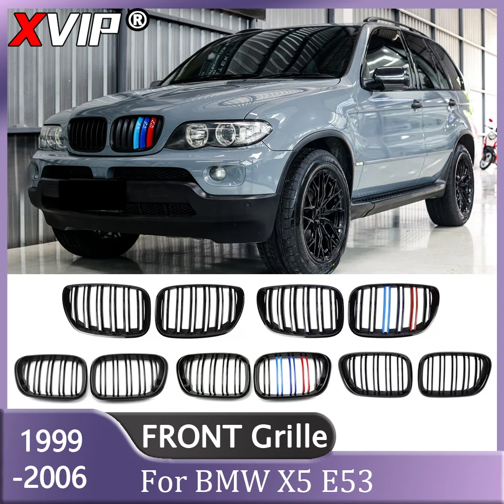

Глянцевые двухстрочные решетки XVIP M-Color для BMW E53 X5 LCI 1999-2006, матовые черные гоночные решетки, аксессуары