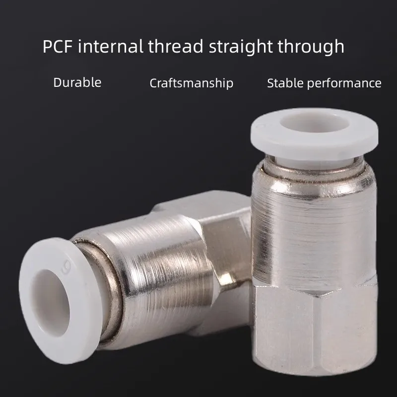 

White Quick Coupling PCF Internal Thread Elbow Wire, Straight through Quick Plug, Pneumatic Element, 6 -02mm, 8mm, 10mm, 12 mm