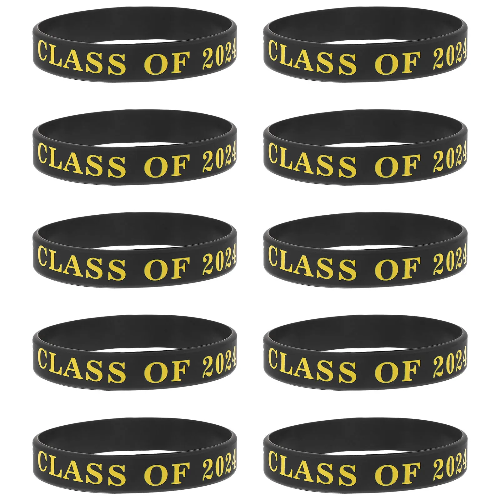 

10Pcs Class of 2024 Silicone Wristbands Graduation Bracelets Comfortable Durable Graduation Celebration Accessories