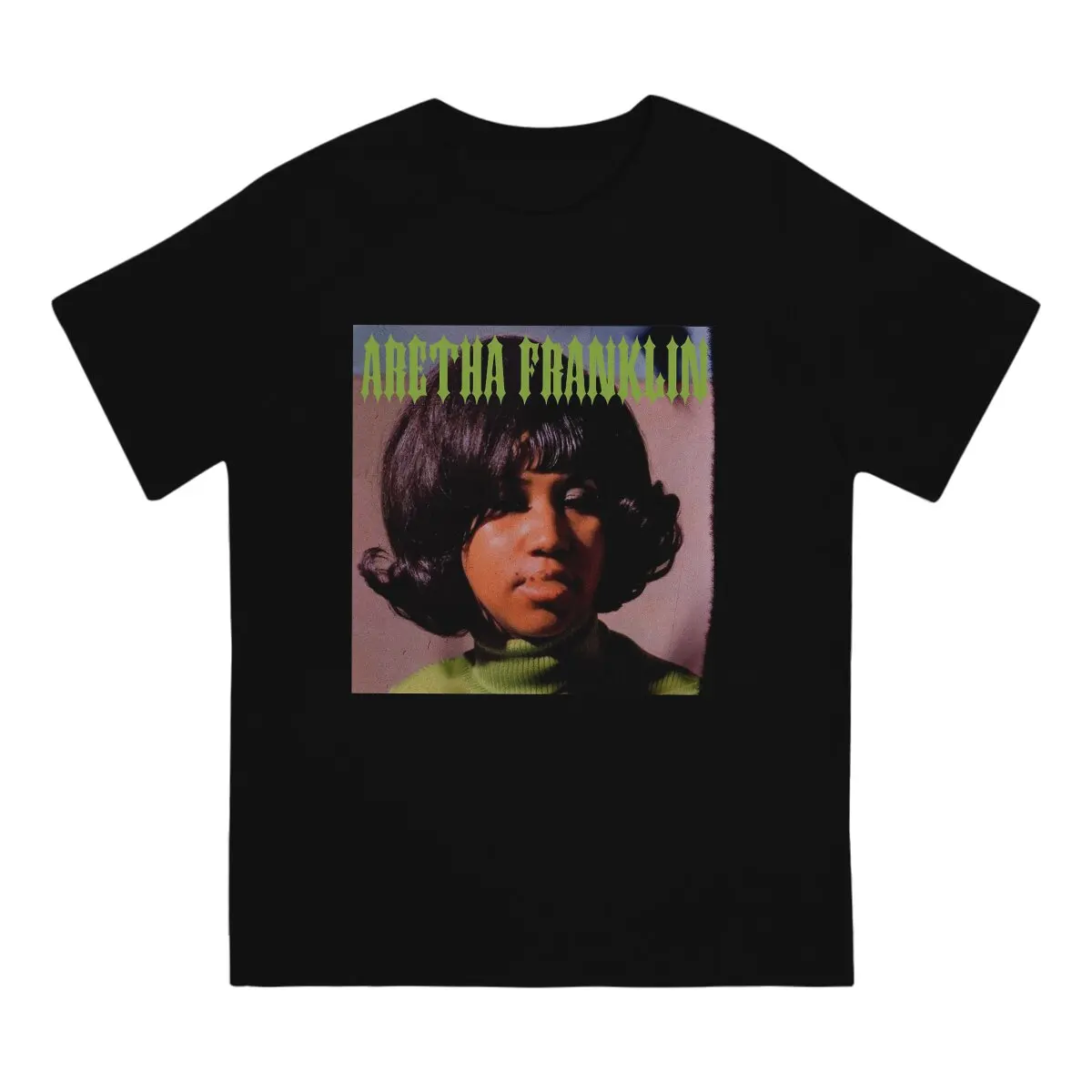 Female Singer Who Has Won Nineteen Grammy Awards T Shirt for Men Pure Cotton Cool T-Shirt Round Neck Aretha Franklin