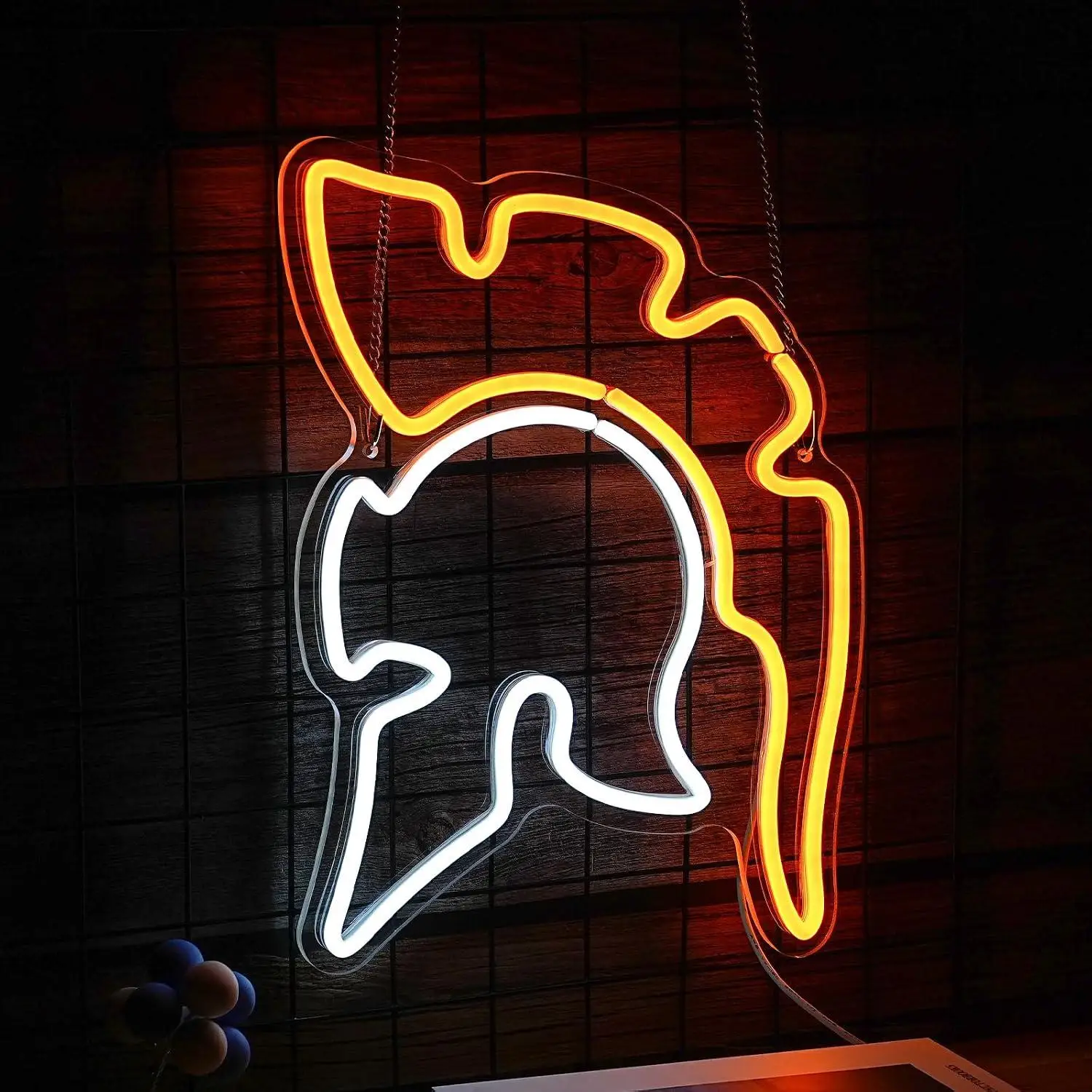 Spartan Knight Helmet Neon Sign USB Dimmable LED Lights For Game Room Bedroom Bar Hotel Birthday Party Wall Decoration Gifts
