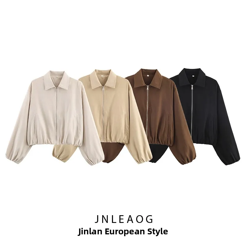 

Faionable 4-цветная верхняя одежда Jaet с пышной молнией для женщин, осенняя новинка, универсальная рабочая одежда из полиэстера Long Sve