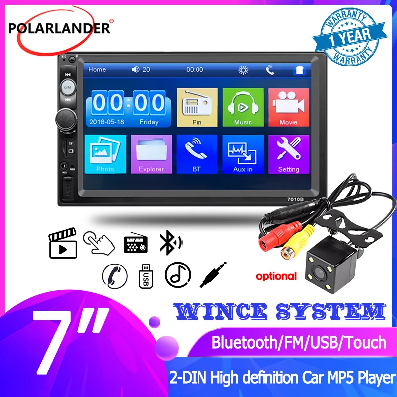 

2 DIN Car Radio 7 Inch Bluetooth Autoradio Multimedia Player Touch Screen Radio Mirror Link Auto Audio Car Stereo MP5 USB TF FM