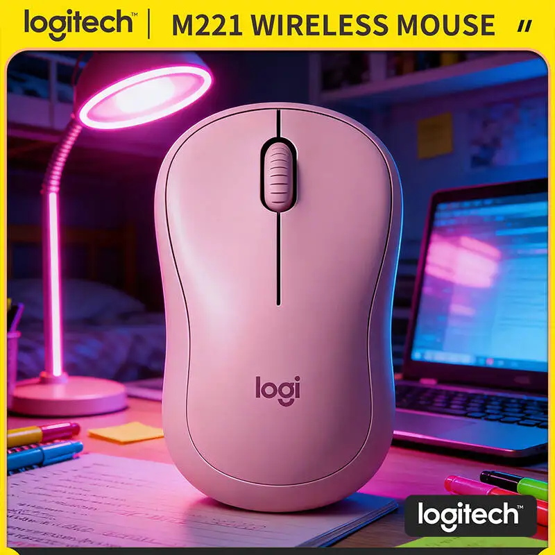 

Logitech M221 Ergonomic Wireless Mouse - 75g Portable, 2.4GHz Plug-and-Play, 1000 DPI, Suitable for Professionals and Students