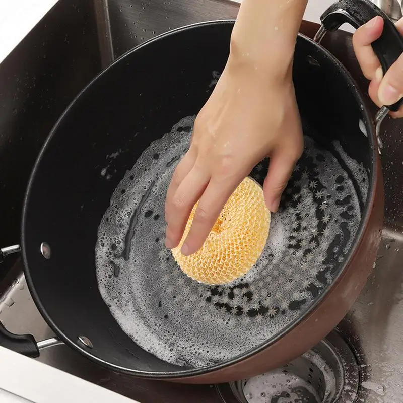 Kitchen Sponges Soft Fiber Cleaning Ball Design Dishwashing Scrubber Non-Scratch Sponge Multipurpose Cleaner Scouring Pad