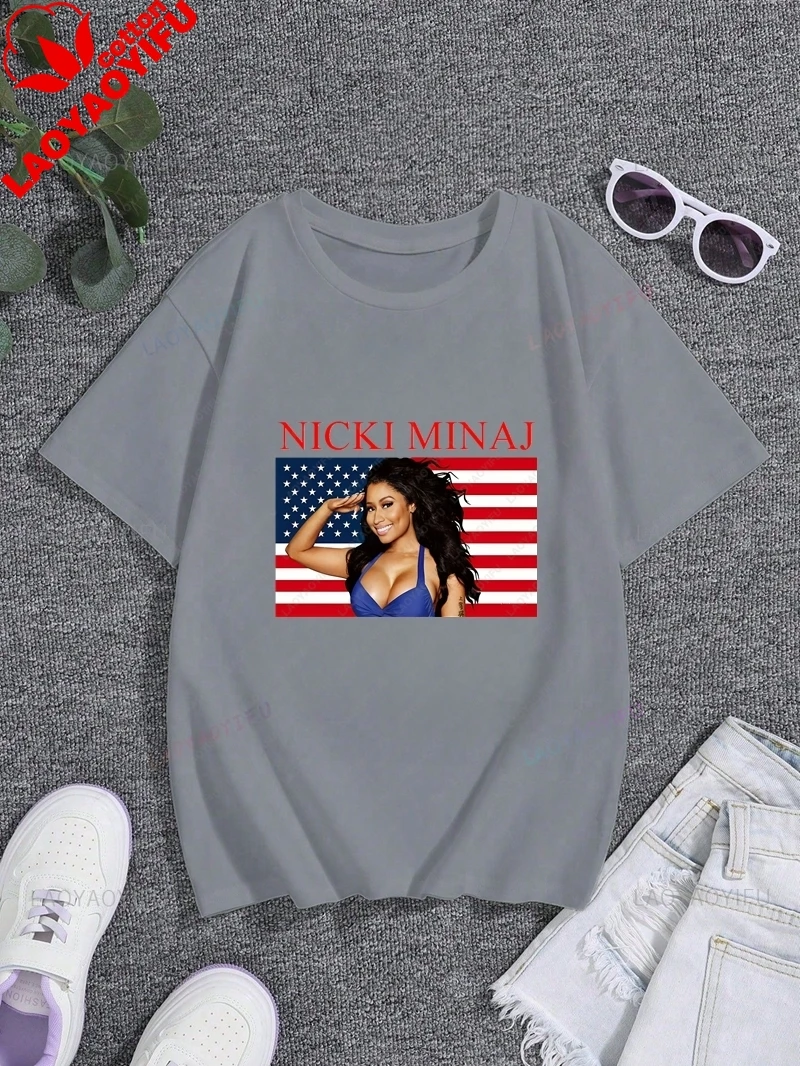 Rapper NICKI MINAJ Classic Poster Printed Women's Shirt, Everyday Casual Streetwear, Spring/summer Cotton 0 Neck T-shirt