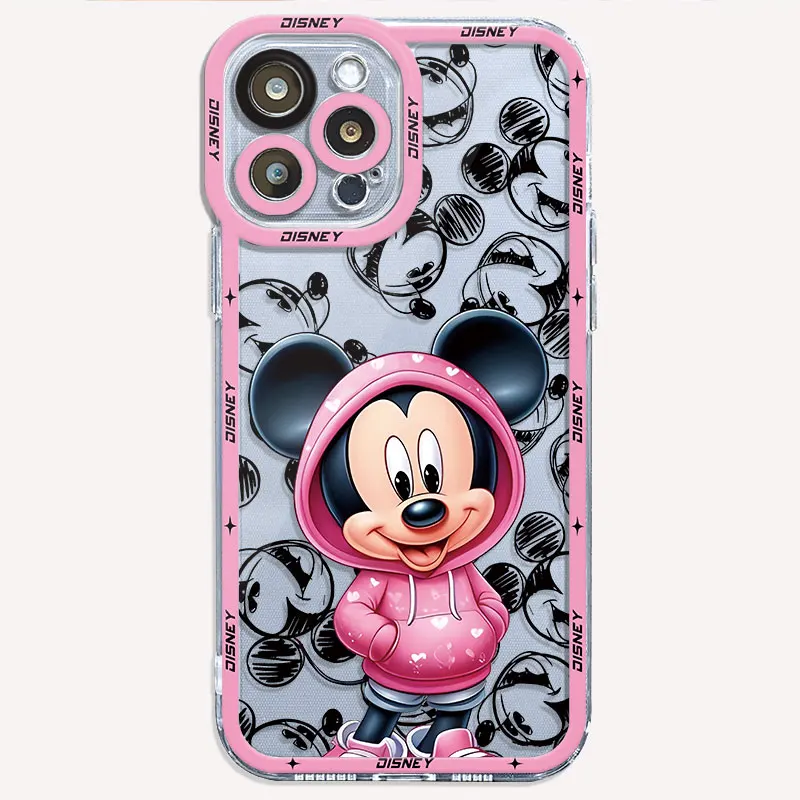 Disney-funda de silicona para teléfono móvil, carcasa de Mickey y Minnie para iPhone 15, 14, 11, 12, 13 Pro Max, 12 Mini, 7, 8, XR, X, XS MAX, SE2