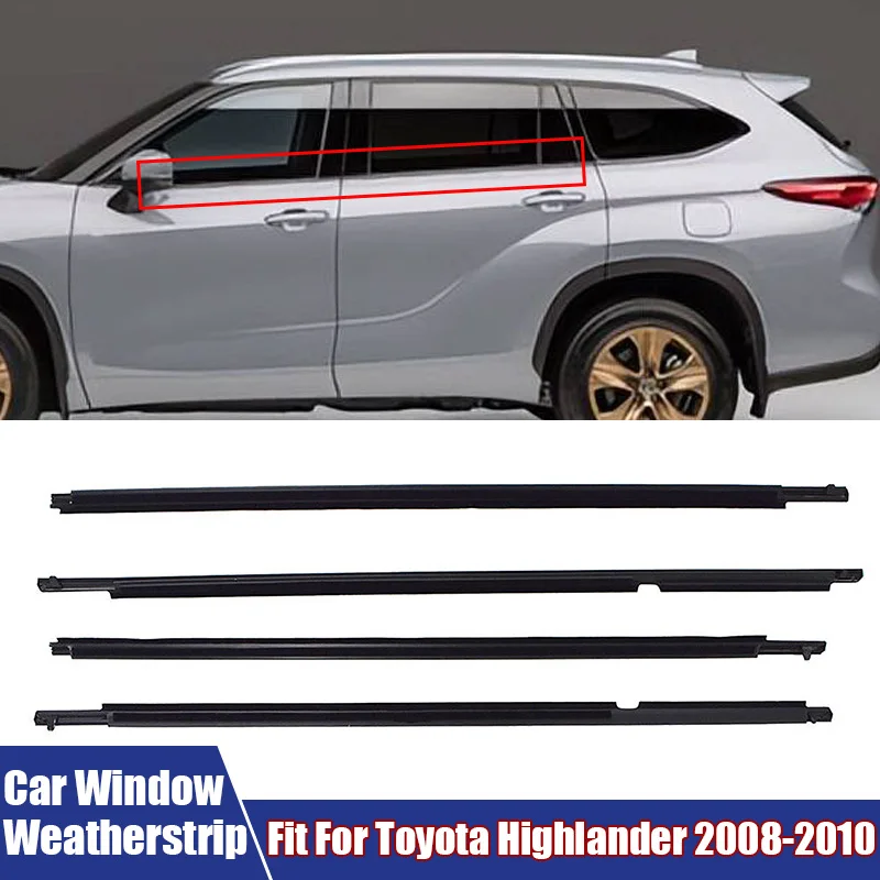 

4Pcs/Set Car Window Rubber Decorative Strips Window Glass Waterproof Pressure Sealing Strips Fit For Toyota Highlander 2008-2010