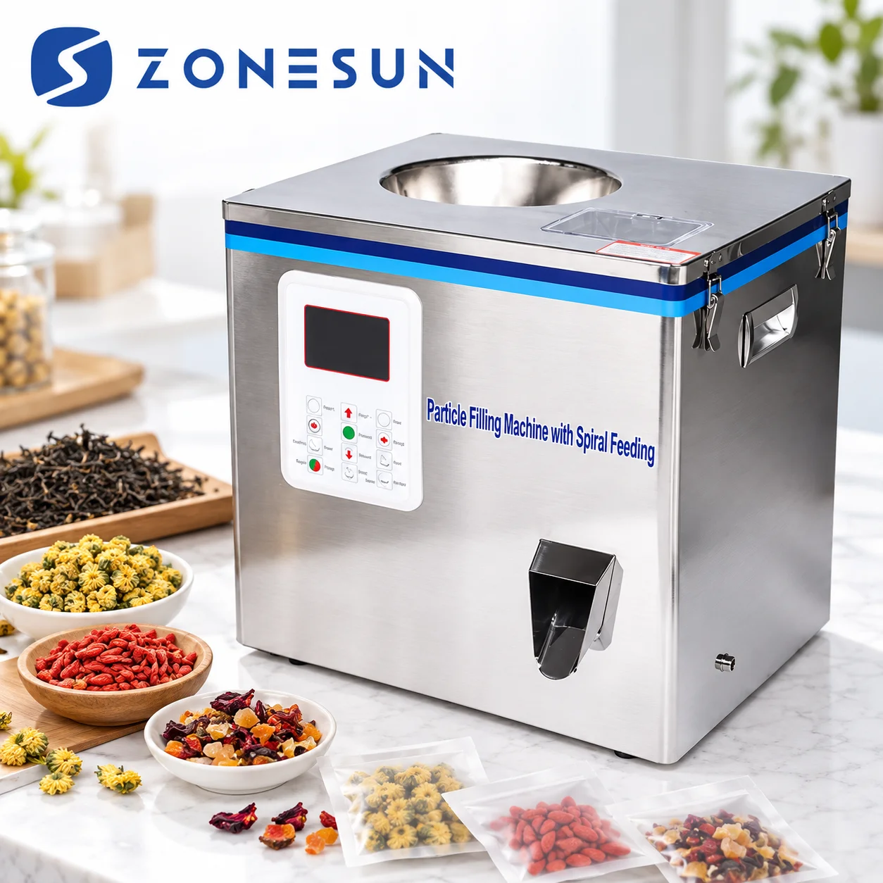 ZONESUN 2-200G Tea Filling Machine Sachet Filling Machine Medlar Granule Automatic Weighing Machine Filler Supply Powder Filler