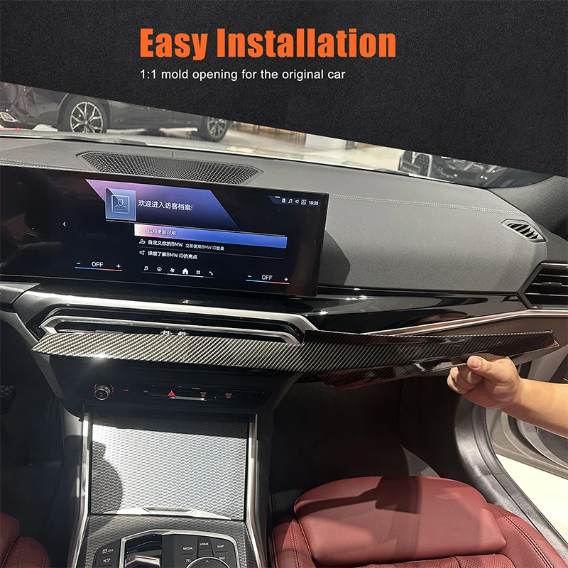 For BMW 3 Series/i3/4 Series/i4 23-24 central control trim strips, instrument panel trim strips, ABS carbon fiber pattern 1pcs - view 6