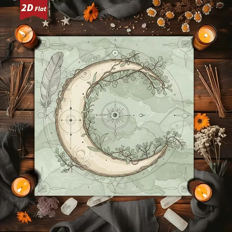 40*40cm Vintage Moon Tarot Altar Cloth Astrology Star Phase Table Mat Witchy Divination Cloth Tarot Card Crystal Display Gift