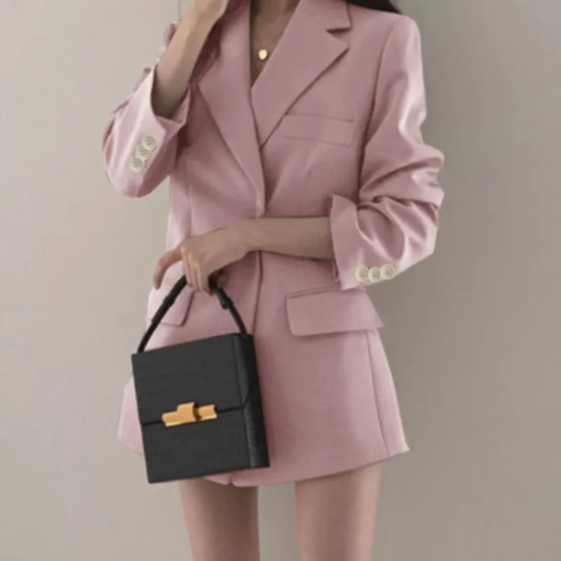 Casual Long Sleeve Suit Jacket Blazer Office Lady Spring Autumn Fashion Elegant Solid Outerwear Coat For Women 2023 Female