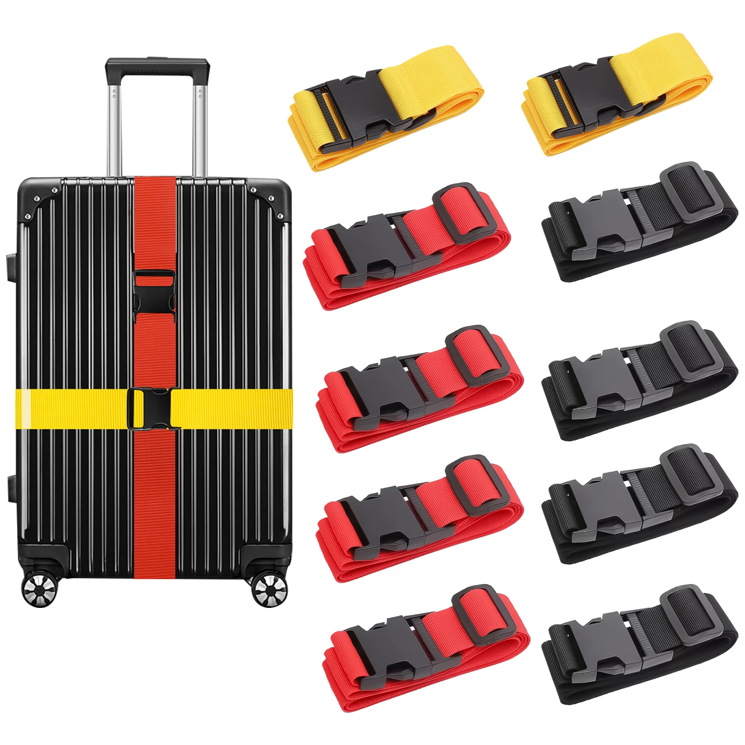 2PCS Travel Luggage Strap Adjustable Suitcase Belts Multiple Color Bundling Packing Baggage Suitcase Belts Bag Part Accessories