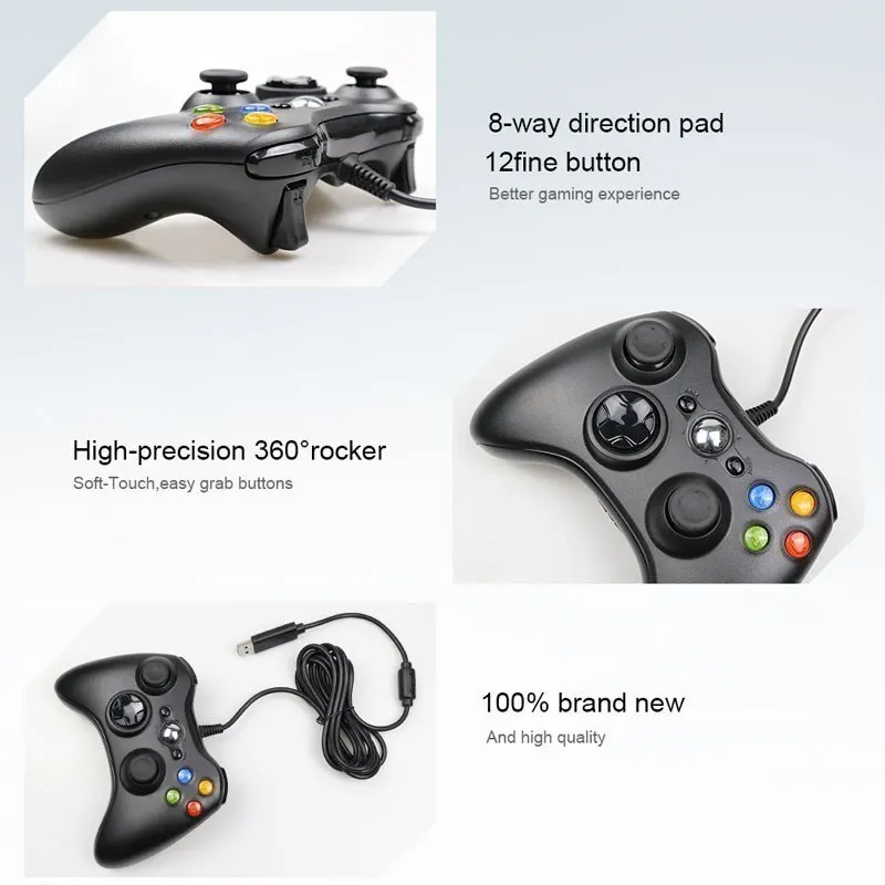 Wired Game Controller for Xbox 360 with Dual-Vibration Joystic Compatible with Xbox 360/360 Slim&PC Windows 7,8,10,11 image 4