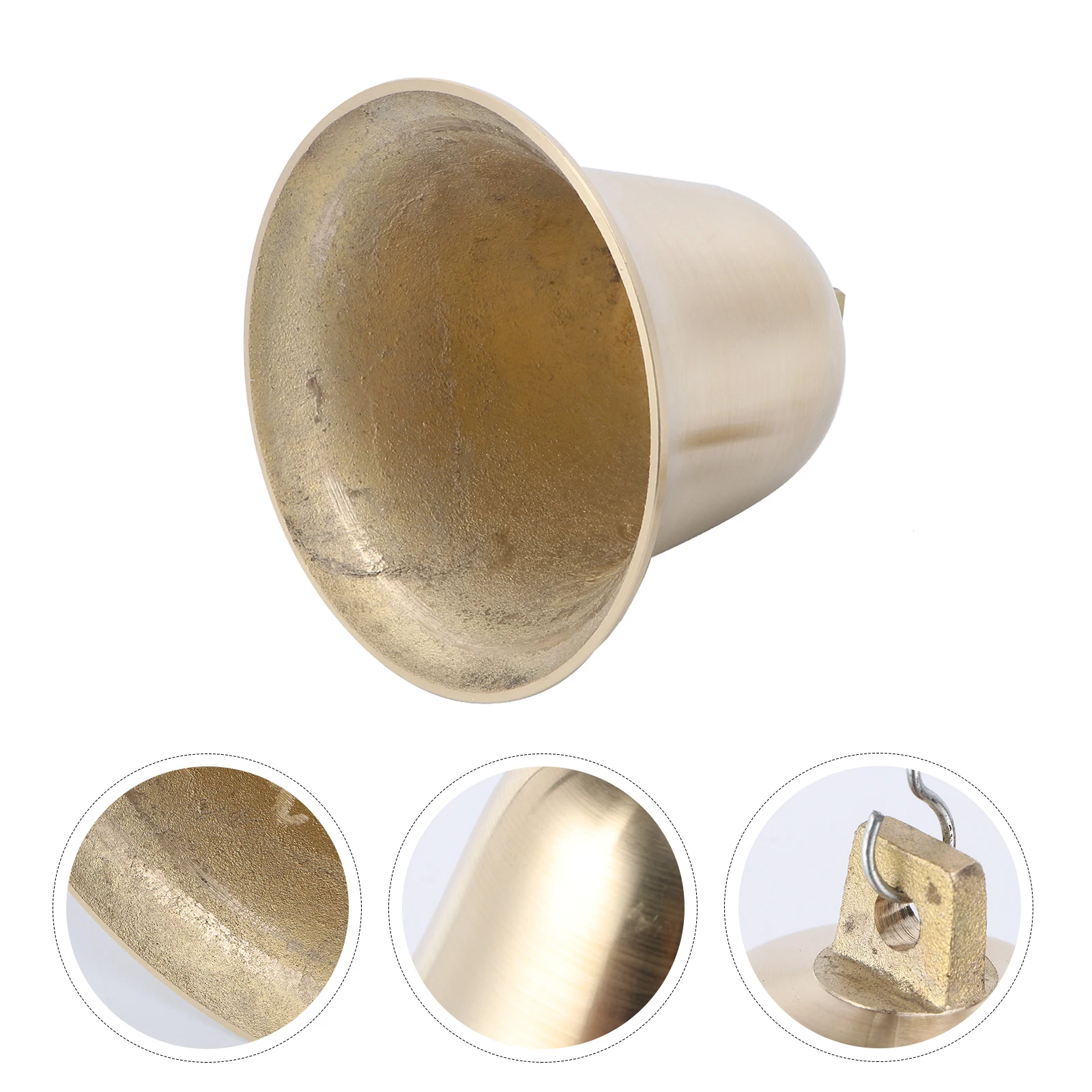 

1 pc Brass Bell Pendant Round Mouth Chime Loud Clear Sound Wall Hanging Decor Temple School Church Home Office Decoration Golden