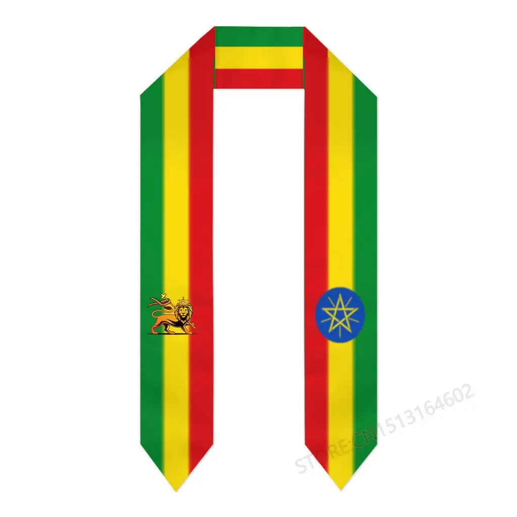 

Custom Name Or Logo Ethiopia Flag Scarf Cool Graduation Stole Sash International Study Abroad Class of 2023 Shawl