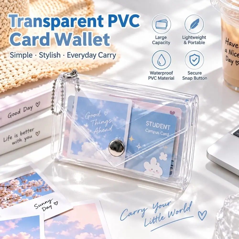 Stylish Starlight Glitter Finish Card Holder Multi-Purpose PVC Card Case Transparent Coin Purse Travel