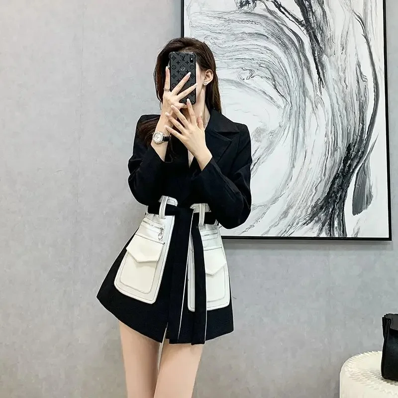 2023 Spring Autumn New Suit Jacket Women\'s Retro Hepburn Style Coat Waist High Design Sense Outwear Blazer Female Overcoat Top