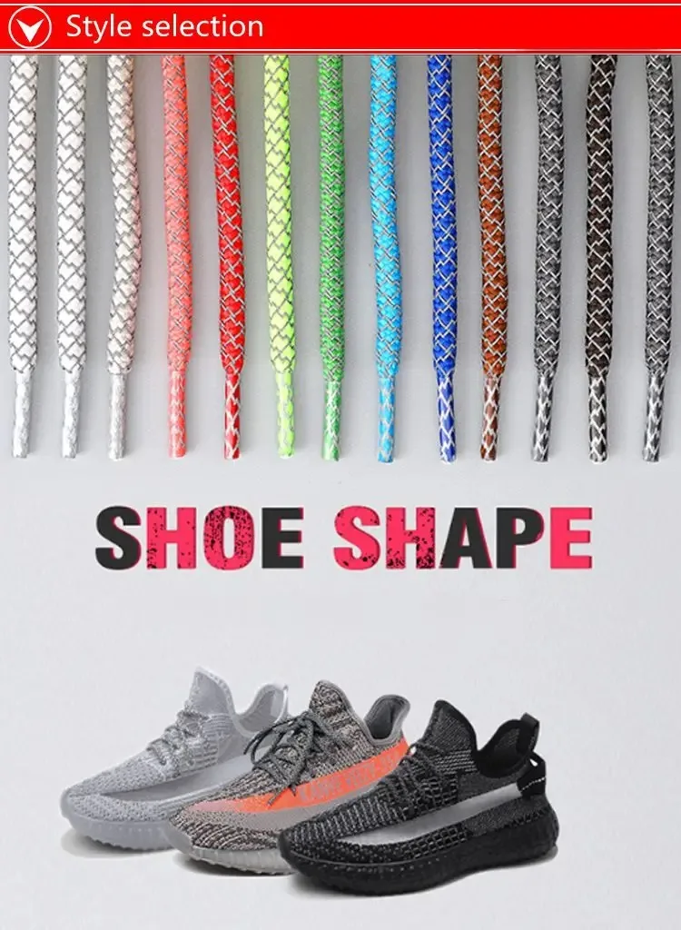 Glänzende reflektierende Schnürsenkel, 3 m, fluoreszierende Schnürsenkel, Outdoor-Sport-Schnürsenkel für die Nacht, leuchtende 0,4 cm runde Schuhschnüre – Detail 4