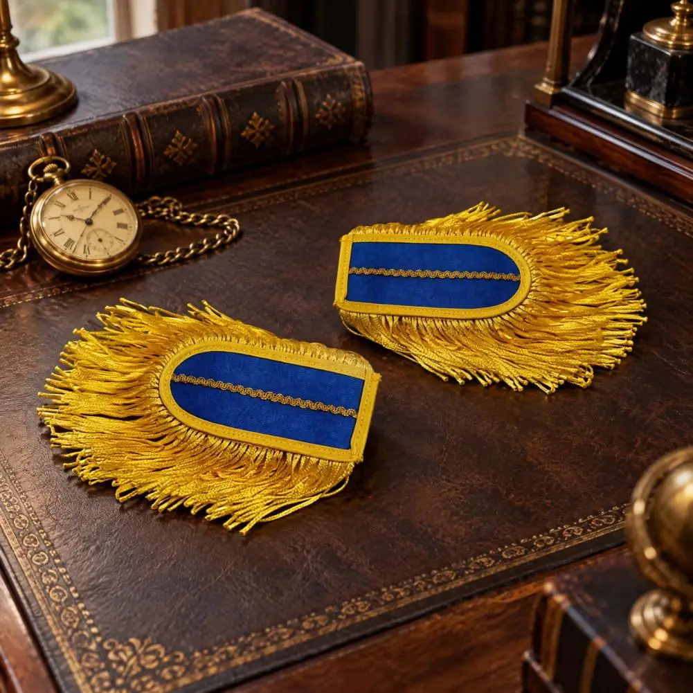 1 Pair Vintage Epaulettes, Red Blue Gold Textured Fringe Shoulder Pads For Cosplay Uniforms And Halloween Stage Costumes