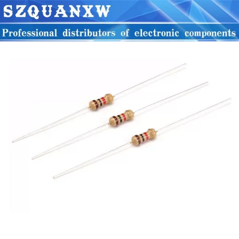 Resistor do filme do carbono, 1 W, 2W, 5%, 1R-10M, 10R, 22R, 47R, 100R, 150R, 470R, 1K, 3.3K, 10K, 22K, 220K, 470K, 0,1, 0,22, 470 ohms, 0.5W, lote 100 PCes