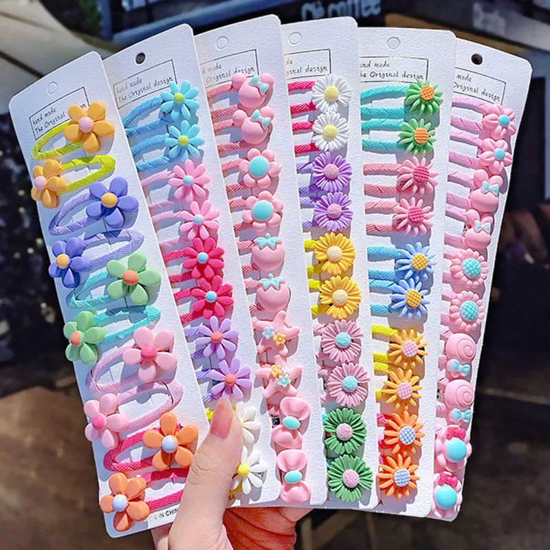 10Pcs/set Girls Cute Cartoon Korean Style Fabric Unicorn Princess Hair Clips for Kid Sweet Fashion Hairpin Barrettes Accessories