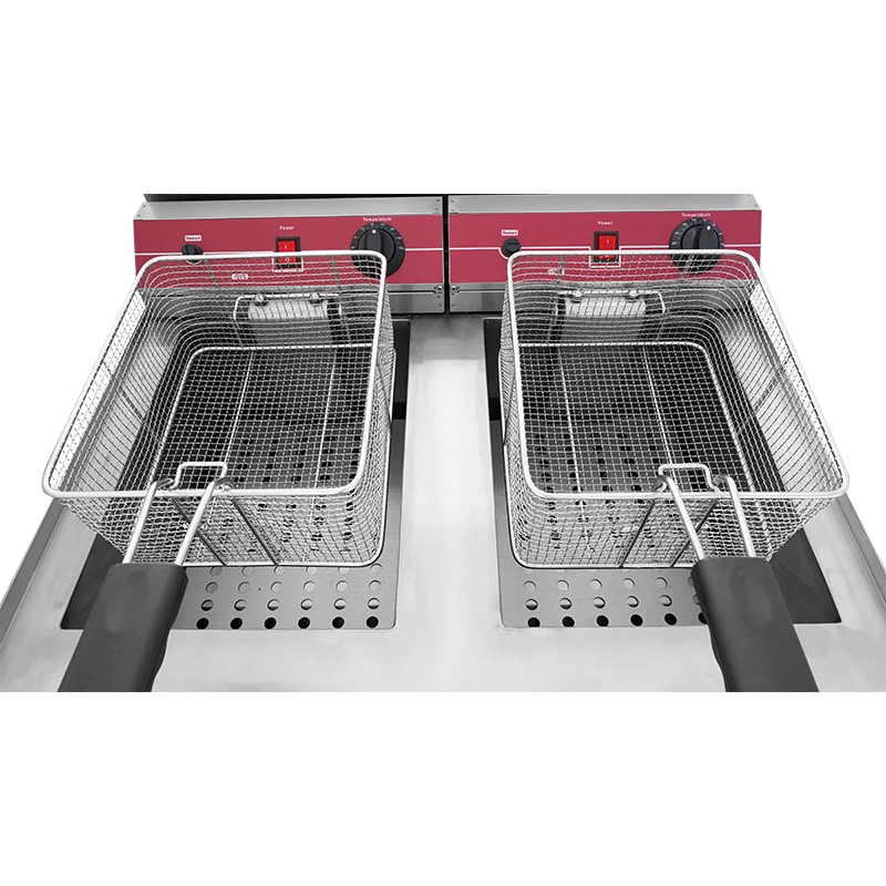 A new commercial electric double fryer for potato chips in restaurants and hotels